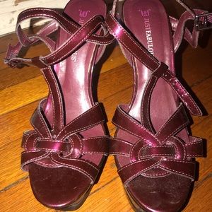 JustFab Patin leather strap heels